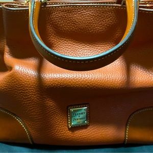New Pebble grain Brenna caramel satchel.